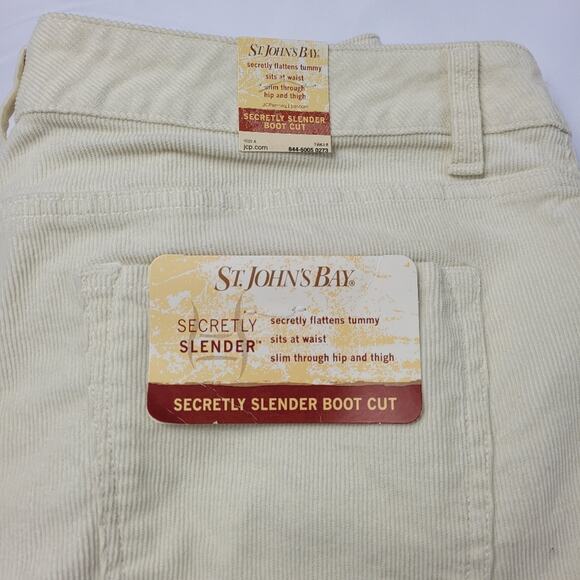 NWT St John's Bay Off-white Secretly Slender Bootcut Corduroy Jeans size 14 - Picture 6 of 16